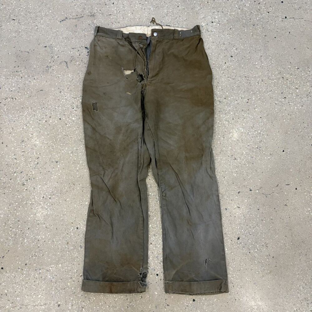 Vintage 50s Grey Sanforized Sail Cloth Workwear Chinos 30x27